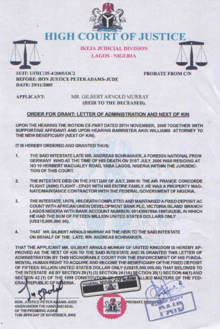 A forged letter from the High Court