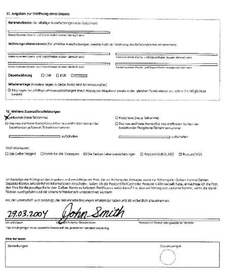 An official-looking form