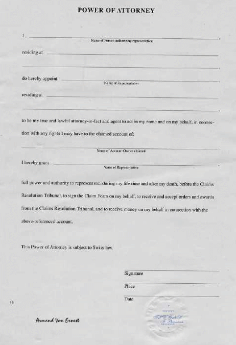 A blank power of attorney