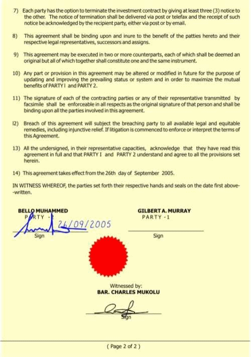 Page 2 of a memorandum of understanding