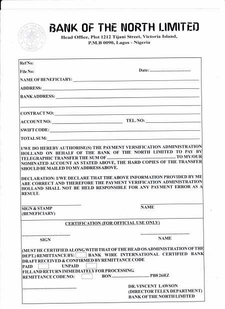 A final verification form