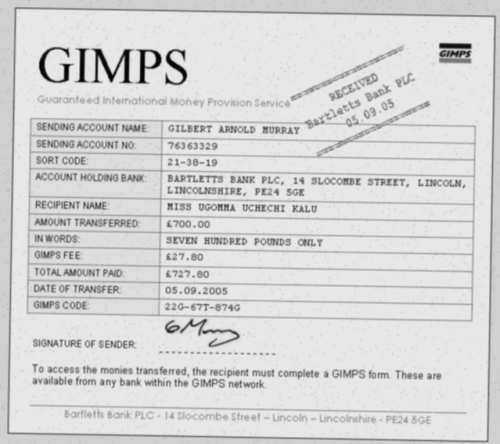 Gilbert's forged GIMPS receipt