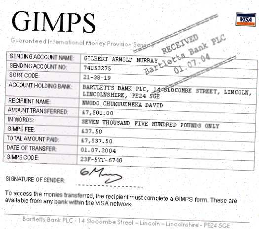 Gilbert's forged GIMPS receipt