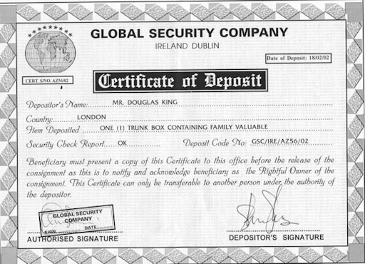 A forged certificate of deposit