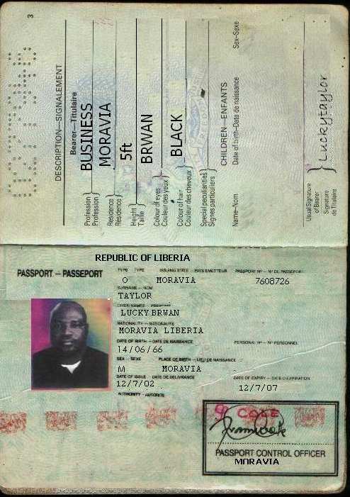 Lucky Taylor's passport