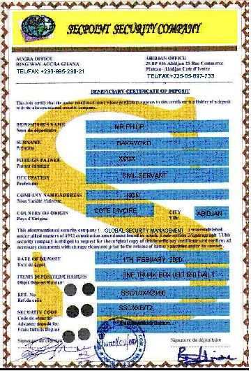 The certificate of deposit