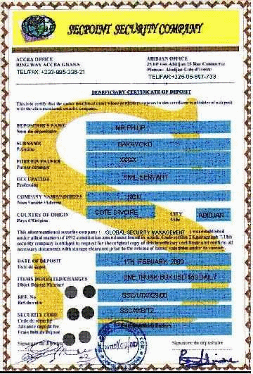 A forged certificate of deposit