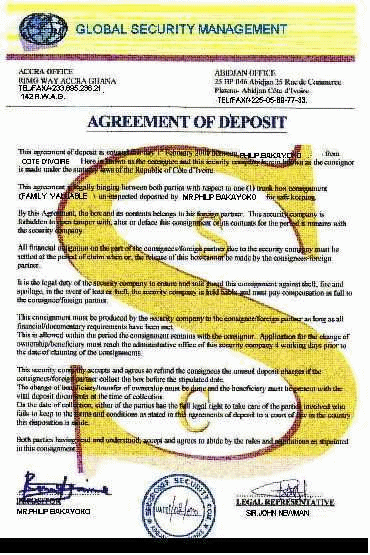 A forged deposit agreement