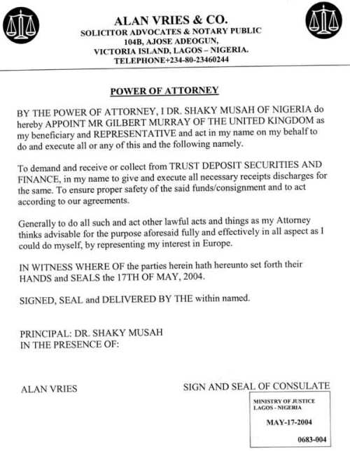 A forged power of attorney