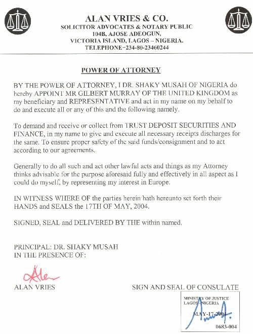 A forged power of attorney