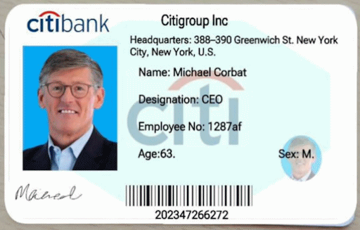A forged ID card
