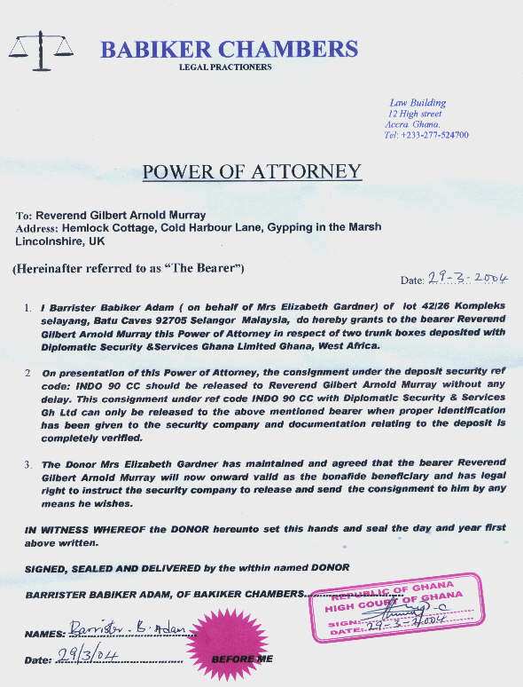 Babiker Adam's third attempt at producing a power of attorney document