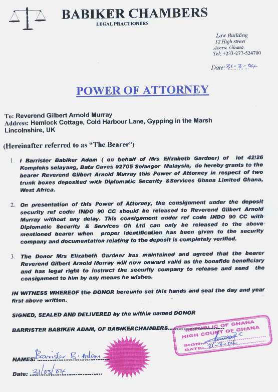 Babiker Adam's fourth attempt at producing a power of attorney document