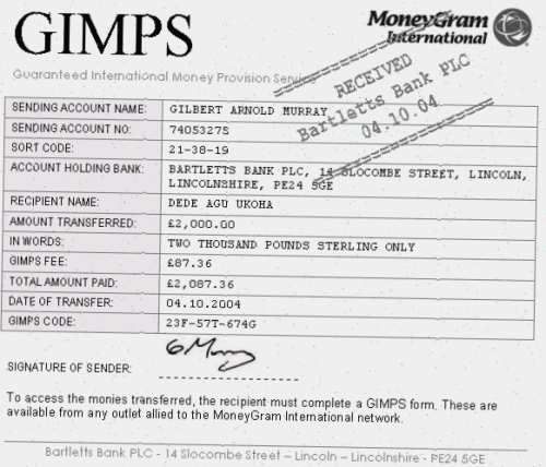 Gilbert's forged GIMPS receipt