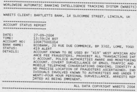 Gilbert's forged WABITS report