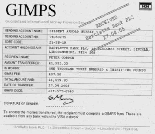 Gilbert's forged GIMPS receipt