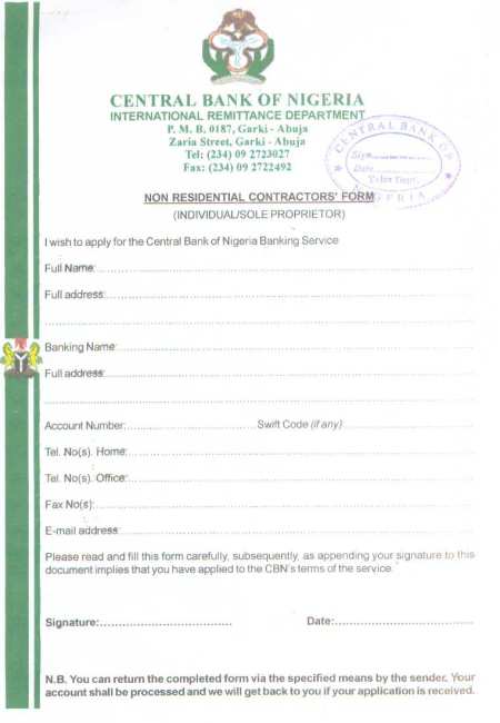 A Non-Residential Contractors' form