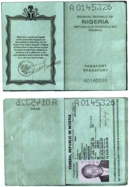 Barrister Chinedu Abel's forged passport