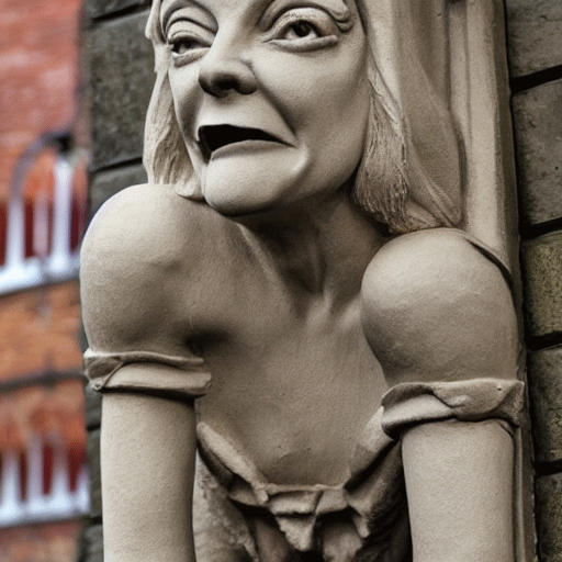 A gargoyle that looks like Liz Truss