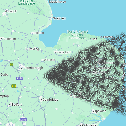 A graphic showing the projected path of the power station's pollution