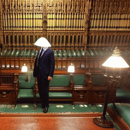 Ed Miliband in the Houses of Parliament with a lampshade on his head