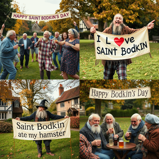 Villagers celebrating the Feast Day of Saint Bodkin on a village green