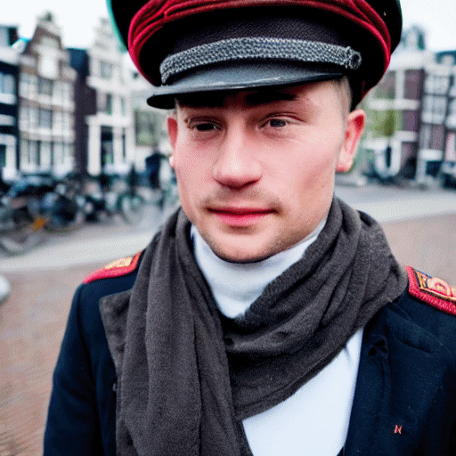 A young Russian sailor in an Amsterdam street