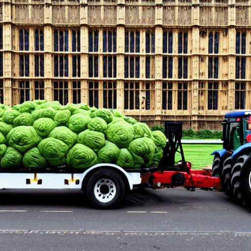 A tractor towing a load of Gypping in the Marsh cabbages