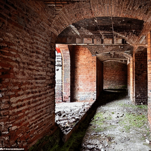 A dusty brick-lined cellar