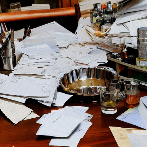 A desk overflowing with letters