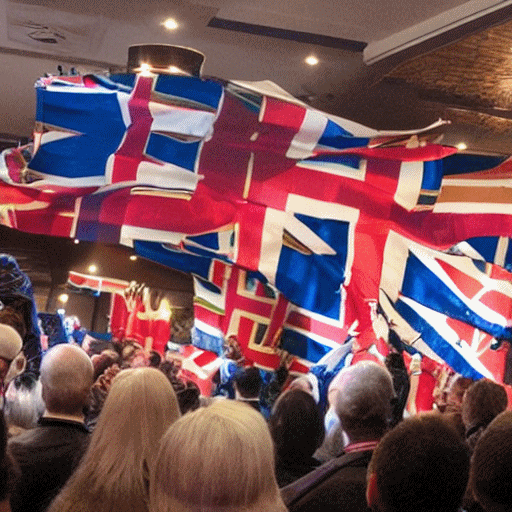 A group of people waving union flags