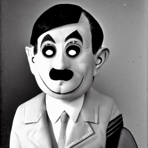 A ventriloquist's dummy that looks like Adolf Hitler