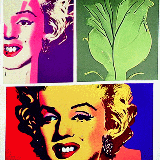 A modernist painting of Marilyn Monroe and a cabbage