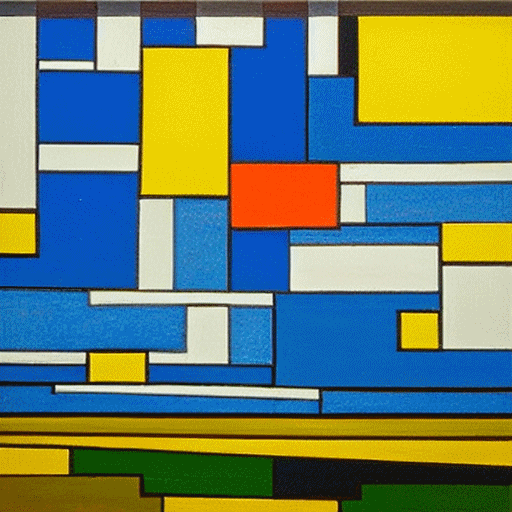 A modernist painting of a fenland landscape